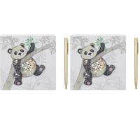 L & P Home & Gifts Po Zi Panda Memo Block | Designed By Bug Art | Artistic Square Memo Block For Office, Home or Schools | Murphy Mutt Memo Pad Block With Lovely Designs (Pack of 2)