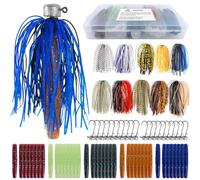 L PATTERN Ned Jighead Rig Set 71 Pieces Jig Heads Fishing Hook Set with Rubber Fish Fishing Lure Silicone Apron Bass Pike Bait Jig Hook Kit for Saltwater Fish and Freshwater Fish