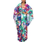 L-Peach Women Bohemian Kaftan Maxi Loungewear Nightgown Kimono Oversized Sleepwear Beach Dress Cover ups