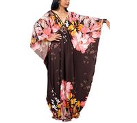 L-Peach Women Bohemian Kaftan Maxi Loungewear Nightgown Kimono Oversized Sleepwear Beach Dress Cover ups
