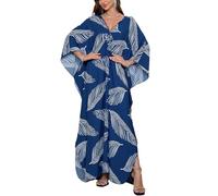 L-Peach Women Bohemian Kaftan Maxi Loungewear Nightgown Kimono Oversized Sleepwear Beach Dress Cover ups