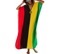 L-Peach Women Bohemian Kaftan Maxi Loungewear Nightgown Kimono Oversized Sleepwear Beach Dress Cover ups