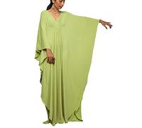 L-Peach Women Bohemian Kaftan Maxi Loungewear Nightgown Kimono Oversized Sleepwear Beach Dress Cover ups