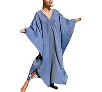 L-Peach Women Bohemian Kaftan Maxi Loungewear Nightgown Kimono Oversized Sleepwear Beach Dress Cover ups Black White Floral