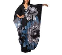 L-Peach Women Bohemian Kaftan Maxi Loungewear Nightgown Kimono Oversized Sleepwear Beach Dress Cover ups