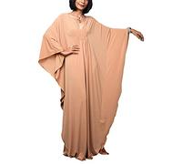 L-Peach Women Bohemian Kaftan Maxi Loungewear Nightgown Kimono Oversized Sleepwear Beach Dress Cover ups