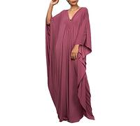 L-Peach Women Bohemian Kaftan Maxi Loungewear Nightgown Kimono Oversized Sleepwear Beach Dress Cover ups