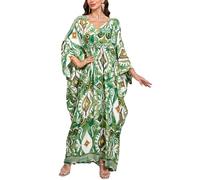 L-Peach Women Bohemian Kaftan Maxi Loungewear Nightgown Kimono Oversized Sleepwear Beach Dress Cover ups