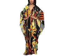 L-Peach Women Bohemian Kaftan Maxi Loungewear Nightgown Kimono Oversized Sleepwear Beach Dress Cover ups