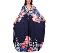 L-Peach Women Bohemian Kaftan Maxi Loungewear Nightgown Kimono Oversized Sleepwear Beach Dress Cover ups