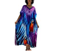 L-Peach Women Bohemian Kaftan Maxi Loungewear Nightgown Kimono Oversized Sleepwear Beach Dress Cover ups