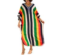L-Peach Women's Beach Caftan Oversized Nightgown Bohomian Kimono Roomy Sleepwear Biniki Cover Ups Sarong Pareo