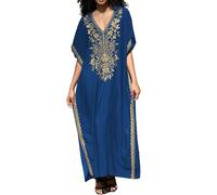 L-Peach Women's Beach Caftan Oversized Nightgown Bohomian Kimono Roomy Sleepwear Biniki Cover Ups Sarong Pareo