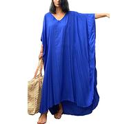 L-Peach Women's Boho Kimono Long Nightgown Oversized Loungewear Beach Robes Cover-ups Dress Sarong Pareo
