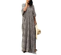 L-Peach Women's Boho Kimono Long Nightgown Oversized Loungewear Beach Robes Cover-ups Dress Sarong Pareo