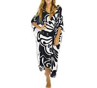L-Peach Women's Butterfly Printed Kimono Long Dress Maxi Kaftan Summer Beach Boho Cover up Tops