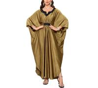 L-Peach Women's Embroidered Kaftan Loungewear Boho Homewear Oversized Kimono Maxi Beach Dress Cover Ups Robes