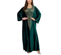 L-Peach Women's Kaftan Loungewear Boho Homewear Oversized Kimono Maxi Beach Dress Cover Ups Robe, b marine embroidery, One size