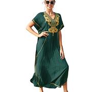 L-Peach Women's Kaftan Loungewear Boho Homewear Oversized Kimono Maxi Beach Dress Cover Ups Robes