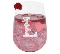 L Personalised Monogram Initial Etched Gin Glass - Engraved Name Stemless Glass for Birthday Gift - Custom Name for Her or Him - Personalised Initial Engraved 590ml