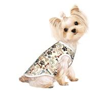 L Pet Breathable Sleeveless Dog Bones Paw Print T-Shirt - Small to Medium Cats, Puppy, Yorkie, Dachshund, French Bulldog