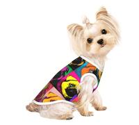 L Pet Breathable Sleeveless Dogs Pop Art Pug Print T-Shirt - Small to Medium Cats, Puppy, Yorkie, Dachshund, French Bulldog