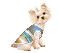 L Pet Breathable Sleeveless Flamingo Beach Print T-Shirt â€“ Small to Medium Cats, Puppy, Yorkie, Dachshund, French Bulldog