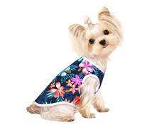L Pet Breathable Sleeveless Floral blue Print T-Shirt - Small to Medium Cats, Puppy, Yorkie, Dachshund, French Bulldog