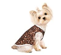 L Pet Breathable Sleeveless Funny Roasted Coffee Beans Print T-Shirt - Small to Medium Cats, Puppy, Yorkie, Dachshund, French Bulldog