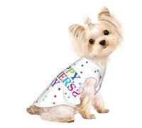 L Pet Breathable Sleeveless Stars and Happy Fathers Day Print T-Shirt - Small to Medium Cats, Puppy, Yorkie, Dachshund, French Bulldog