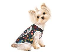 L Pet Breathable Sleeveless T-Shirt â€“ Lightweight Day of The Dead Print Tank Top Outfit for Small Medium Dogs