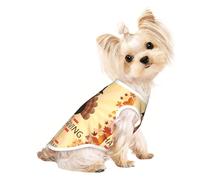 L Pet Breathable Sleeveless T-Shirt â€“ Lightweight Maple Leaf Dark Brown Turkey Print Tank Top Outfit for Small Medium Dogs