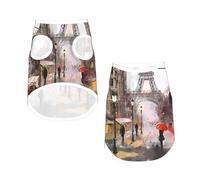 L Pet Breathable Sleeveless T-Shirt – Lightweight Rainy Street In Paris Print Tank Top Outfit for Small Medium Dogs