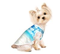 L Pet Breathable Sleeveless T-Shirt – Lightweight Scenic sea water Print Tank Top Outfit for Small Medium Dogs