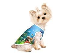 L Pet Breathable Sleeveless T-Shirt â€“ Lightweight Sea World Print Tank Top Outfit for Small Medium Dogs