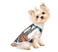L Pet Breathable Sleeveless T-Shirt – Soft Brooklyn Bridge Print Stretchy Vest for Dogs & Cats, Lightweight Tank Top