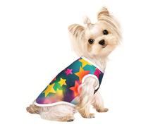 L Pet Breathable Sleeveless T-Shirt â€“ Soft Colorful Rainbow Stars Print Stretchy Vest for Dogs & Cats, Lightweight Tank Top
