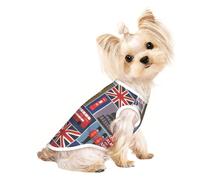 L Pet Breathable Sleeveless T-Shirt – Soft England Symbols Print Stretchy Vest for Dogs & Cats, Lightweight Tank Top