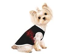L Pet Breathable Sleeveless T-Shirt â€“ Soft Explosion Burst Red Black Print Stretchy Vest for Dogs & Cats, Lightweight Tank Top