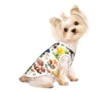 L Pet Breathable Sleeveless T-Shirt – Soft Japanese Painting mushroom Print Stretchy Vest for Dogs & Cats, Lightweight Tank Top