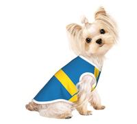 L Pet Breathable Sleeveless T-shirt, Cool Soft Summer Puppy Tank Top, Cute Swedish flag Print Clothes for Dog & Cat