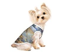 L Pet Breathable Sleeveless T-Shirt for Cats & Dogs – Lightweight Fishing Lake Fishermen Print Tank Top with Stretchy