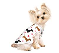 L Pet Breathable Sleeveless T-Shirt for Cats & Dogs – Lightweight Romantic Dachshunds Print Tank Top with Stretchy