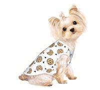 L Pet Breathable Sleeveless T-Shirt for Cats & Dogs - Lightweight Cookies Food Chocolate Chip Biscuits Print Tank Top with Stretchy
