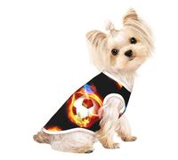 L Pet Breathable Sleeveless T-Shirt for Cats & Dogs - Lightweight Fire Dragon Roll soccer Print Tank Top with Stretchy
