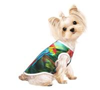 L Pet Breathable Sleeveless T-Shirt for Cats & Dogs - Lightweight Two Colored Parrots Print Tank Top with Stretchy