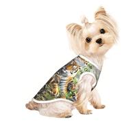 L Pet Breathable Sleeveless T-Shirt - Lightweight Jungle Tigers Cub Print Tank Top Outfit for Small Medium Dogs