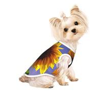 L Pet Breathable Sleeveless T-Shirt - Soft Bloom Sunflower Print Stretchy Vest for Dogs & Cats, Lightweight Tank Top