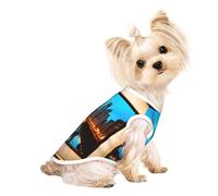 L Pet Breathable Sleeveless T-Shirt - Soft Chicago Reflected Print Stretchy Vest for Small Medium Dogs & Cats