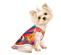 L Pet Breathable Sleeveless T-Shirt - Soft Colorful Musical Note Print Stretchy Vest for Small Medium Dogs & Cats